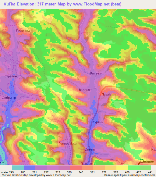 Vul'ka,Ukraine Elevation Map