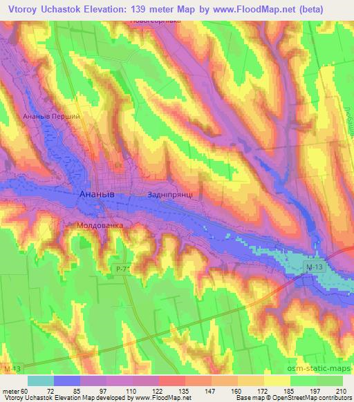 Vtoroy Uchastok,Ukraine Elevation Map