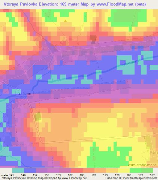 Vtoraya Pavlovka,Ukraine Elevation Map