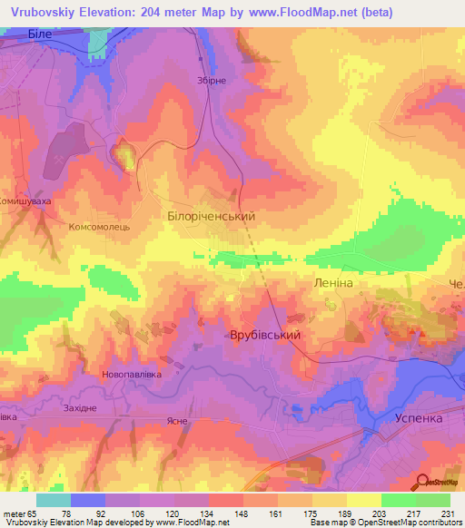 Vrubovskiy,Ukraine Elevation Map