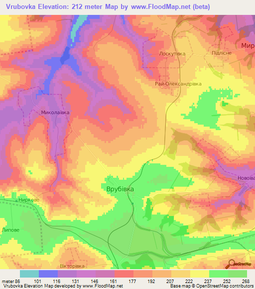 Vrubovka,Ukraine Elevation Map