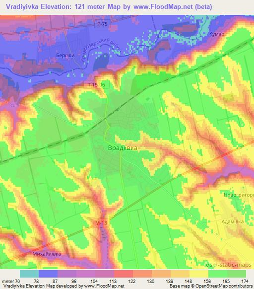 Vradiyivka,Ukraine Elevation Map