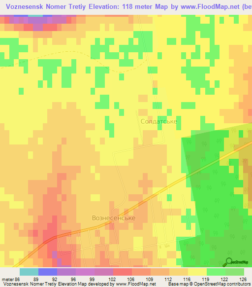 Voznesensk Nomer Tretiy,Ukraine Elevation Map