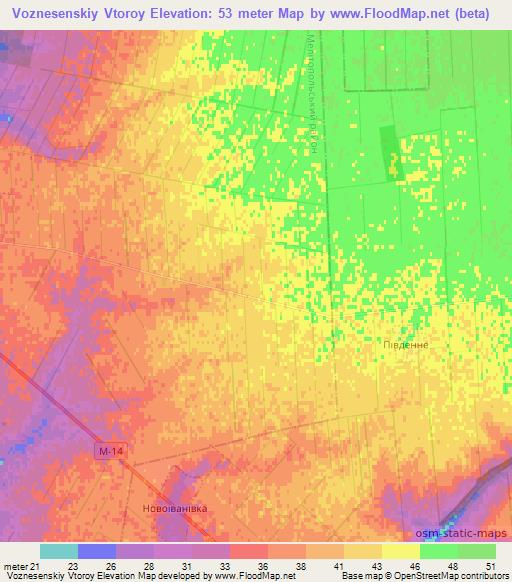 Voznesenskiy Vtoroy,Ukraine Elevation Map
