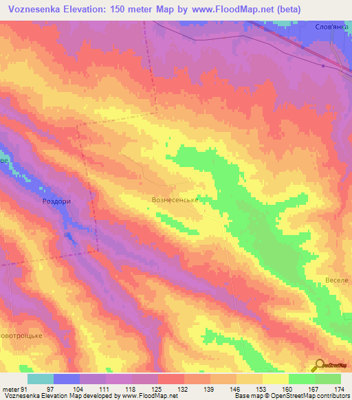 Voznesenka,Ukraine Elevation Map