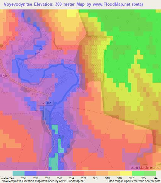 Voyevodyn'tse,Ukraine Elevation Map