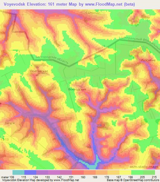 Voyevodsk,Ukraine Elevation Map