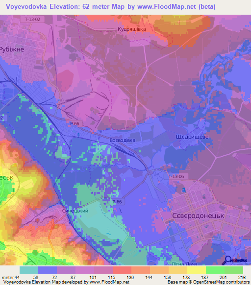 Voyevodovka,Ukraine Elevation Map