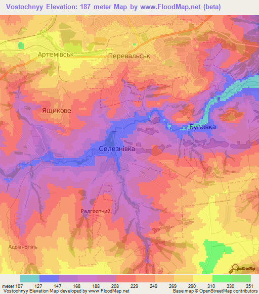 Vostochnyy,Ukraine Elevation Map