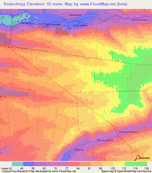 Vostochnyy,Ukraine Elevation Map