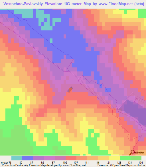 Vostochno-Pavlovskiy,Ukraine Elevation Map