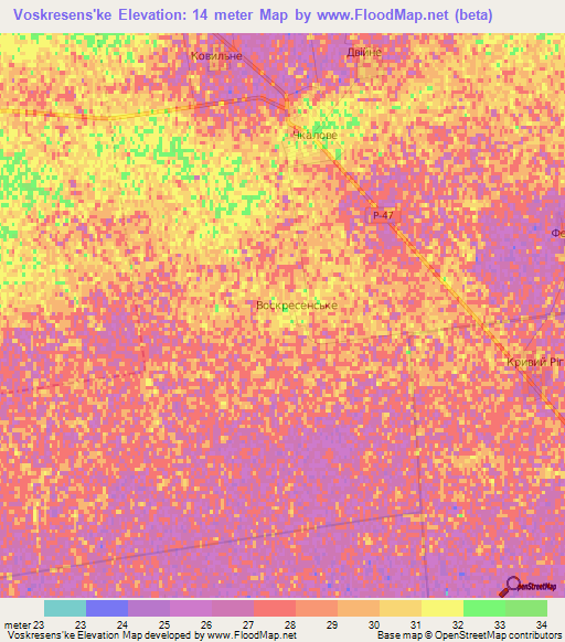 Voskresens'ke,Ukraine Elevation Map