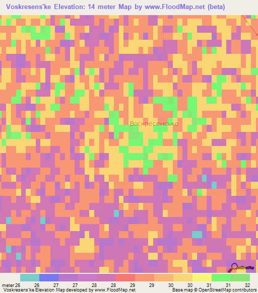 Voskresens'ke,Ukraine Elevation Map