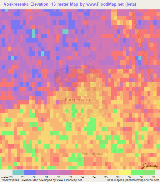 Voskresenka,Ukraine Elevation Map