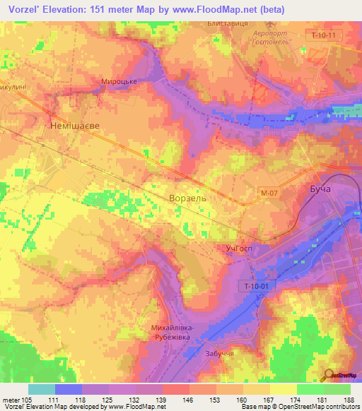 Vorzel',Ukraine Elevation Map