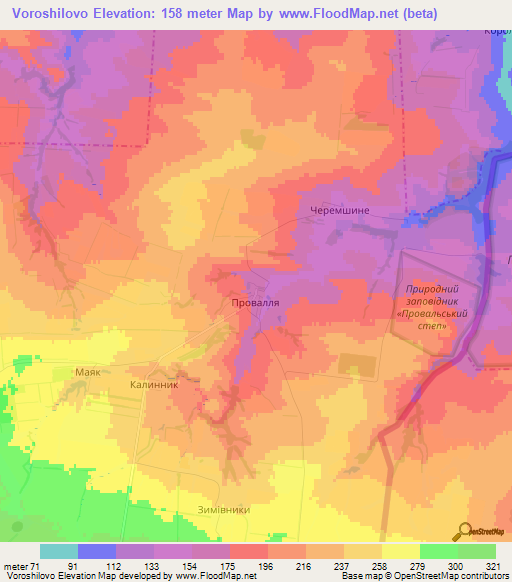 Voroshilovo,Ukraine Elevation Map