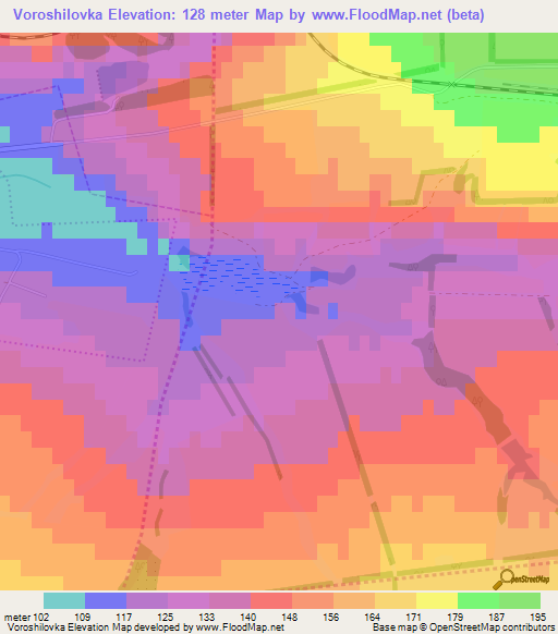 Voroshilovka,Ukraine Elevation Map
