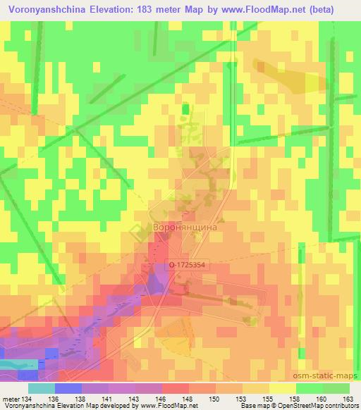 Voronyanshchina,Ukraine Elevation Map