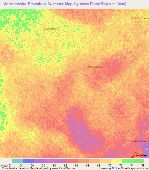 Vorontsovka,Ukraine Elevation Map