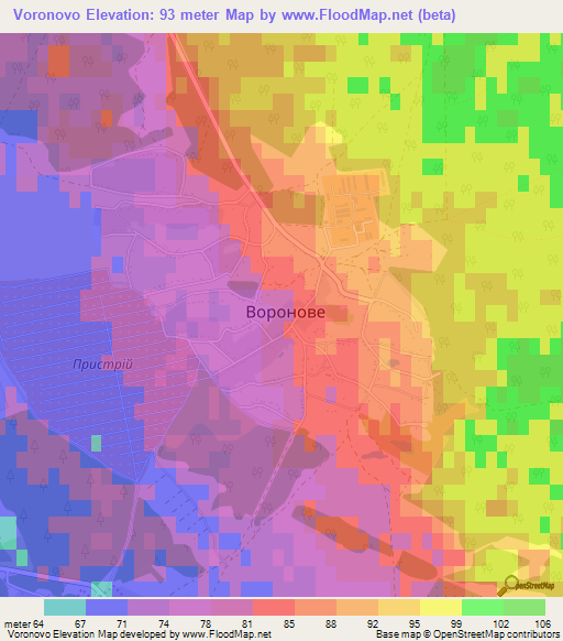 Voronovo,Ukraine Elevation Map