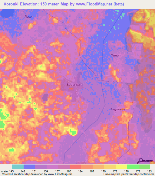 Voronki,Ukraine Elevation Map