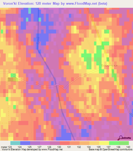 Voron'ki,Ukraine Elevation Map