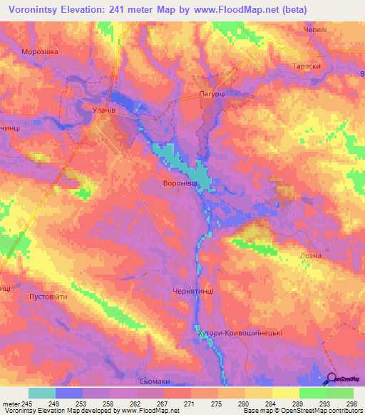Voronintsy,Ukraine Elevation Map