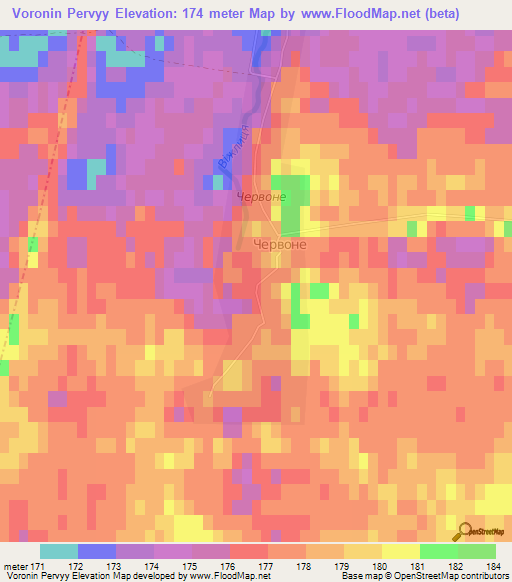 Voronin Pervyy,Ukraine Elevation Map