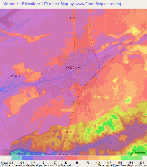 Voronezh,Ukraine Elevation Map