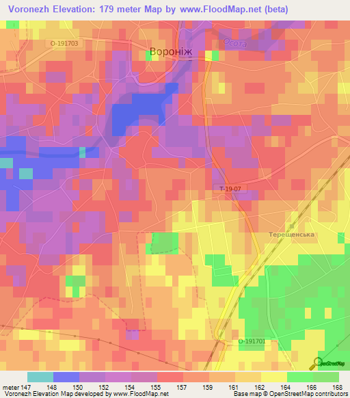 Voronezh,Ukraine Elevation Map