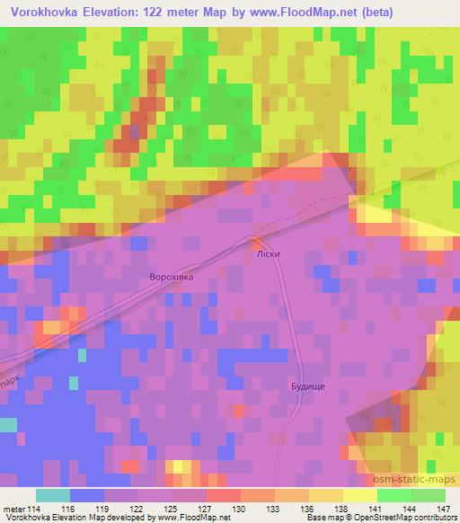 Vorokhovka,Ukraine Elevation Map