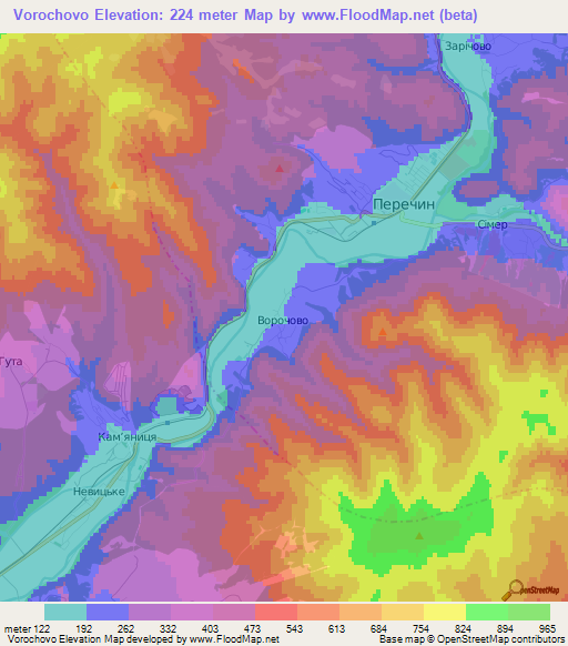 Vorochovo,Ukraine Elevation Map