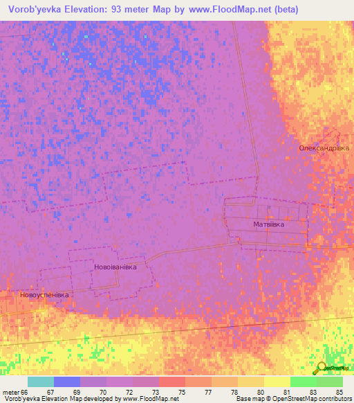 Vorob'yevka,Ukraine Elevation Map