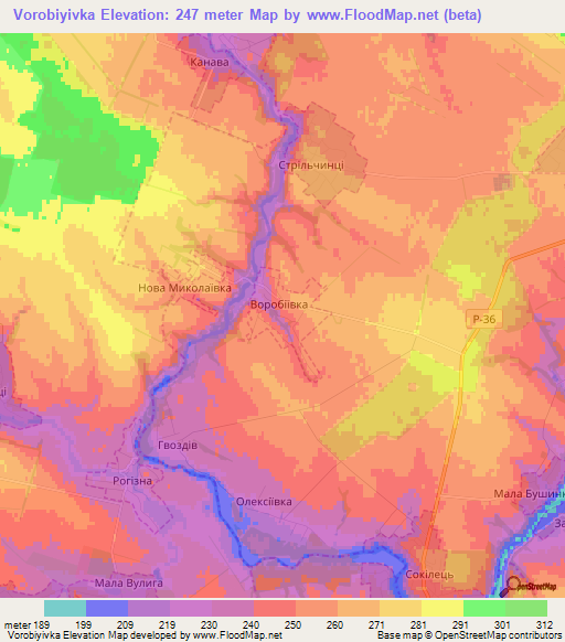 Vorobiyivka,Ukraine Elevation Map