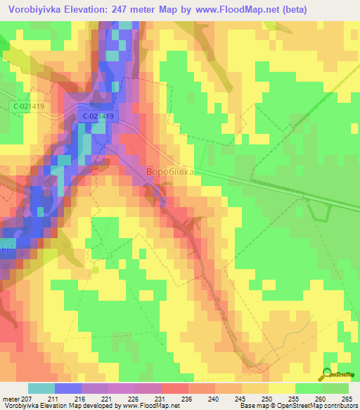 Vorobiyivka,Ukraine Elevation Map