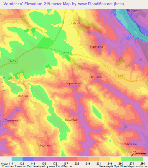 Vornichen',Ukraine Elevation Map