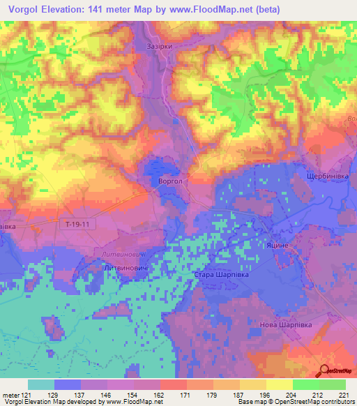 Vorgol,Ukraine Elevation Map