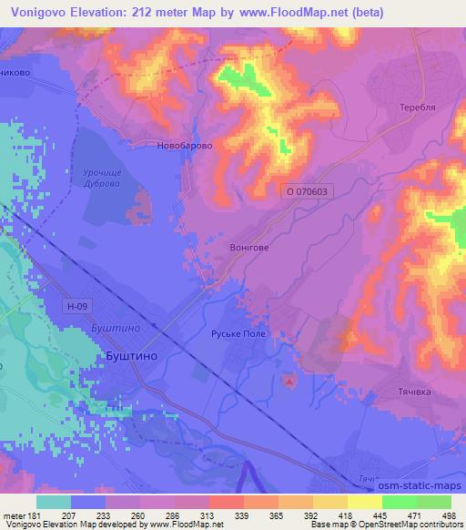 Vonigovo,Ukraine Elevation Map