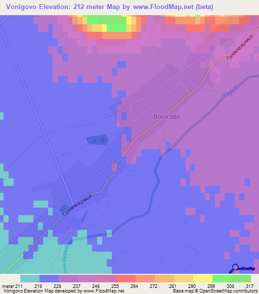 Vonigovo,Ukraine Elevation Map