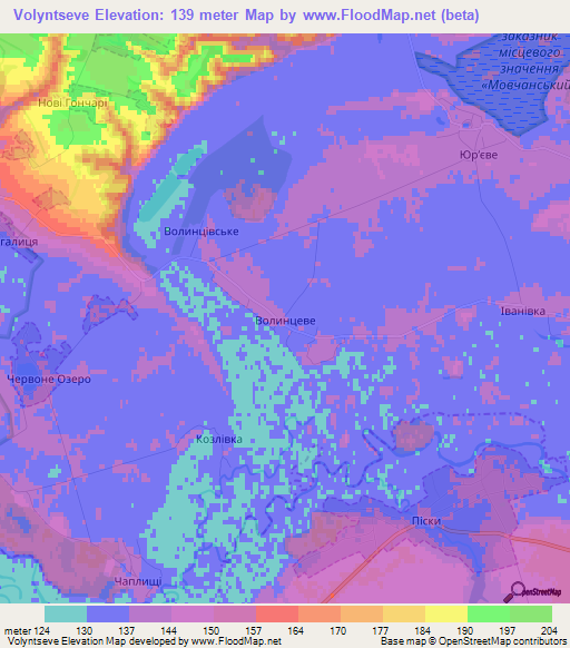 Volyntseve,Ukraine Elevation Map