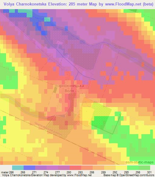 Volya Charnokonetska,Ukraine Elevation Map