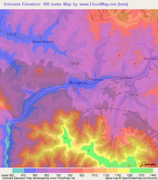 Volovets,Ukraine Elevation Map