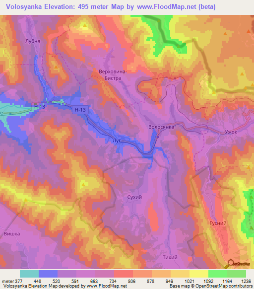 Volosyanka,Ukraine Elevation Map