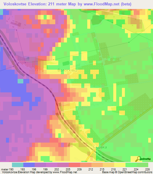 Voloskovtse,Ukraine Elevation Map