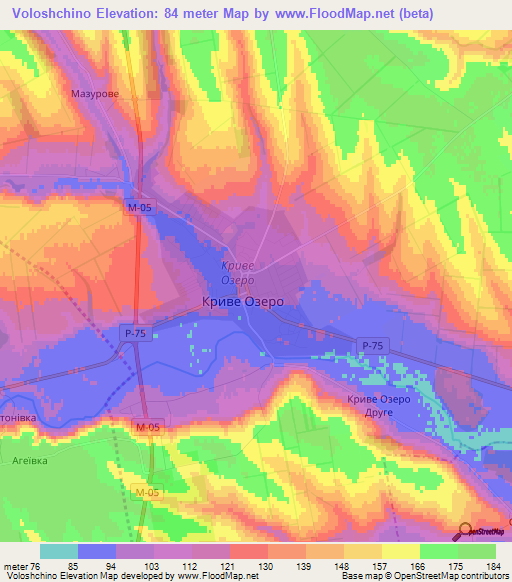 Voloshchino,Ukraine Elevation Map