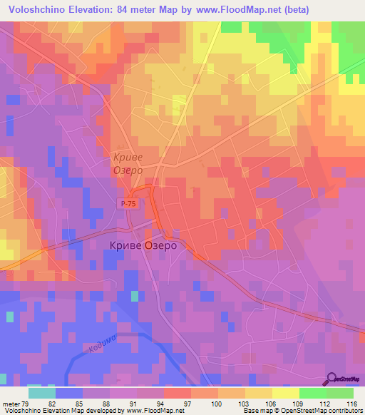 Voloshchino,Ukraine Elevation Map