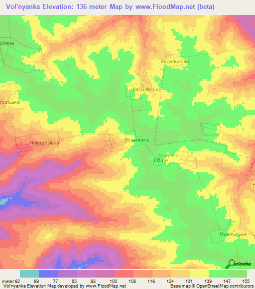 Vol'nyanka,Ukraine Elevation Map