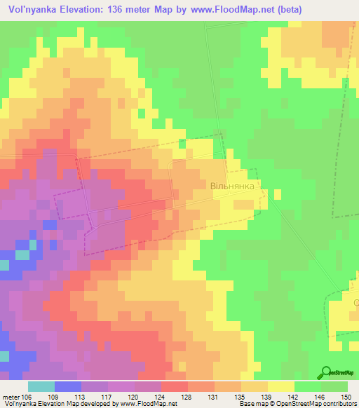 Vol'nyanka,Ukraine Elevation Map