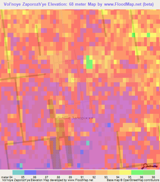 Vol'noye Zaporozh'ye,Ukraine Elevation Map