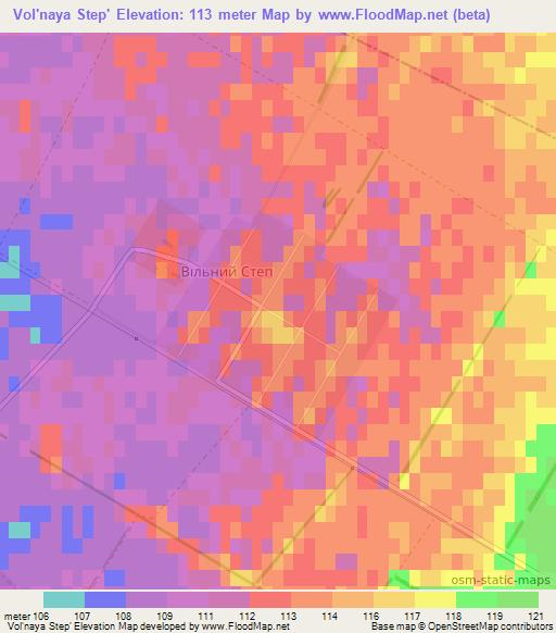 Vol'naya Step',Ukraine Elevation Map